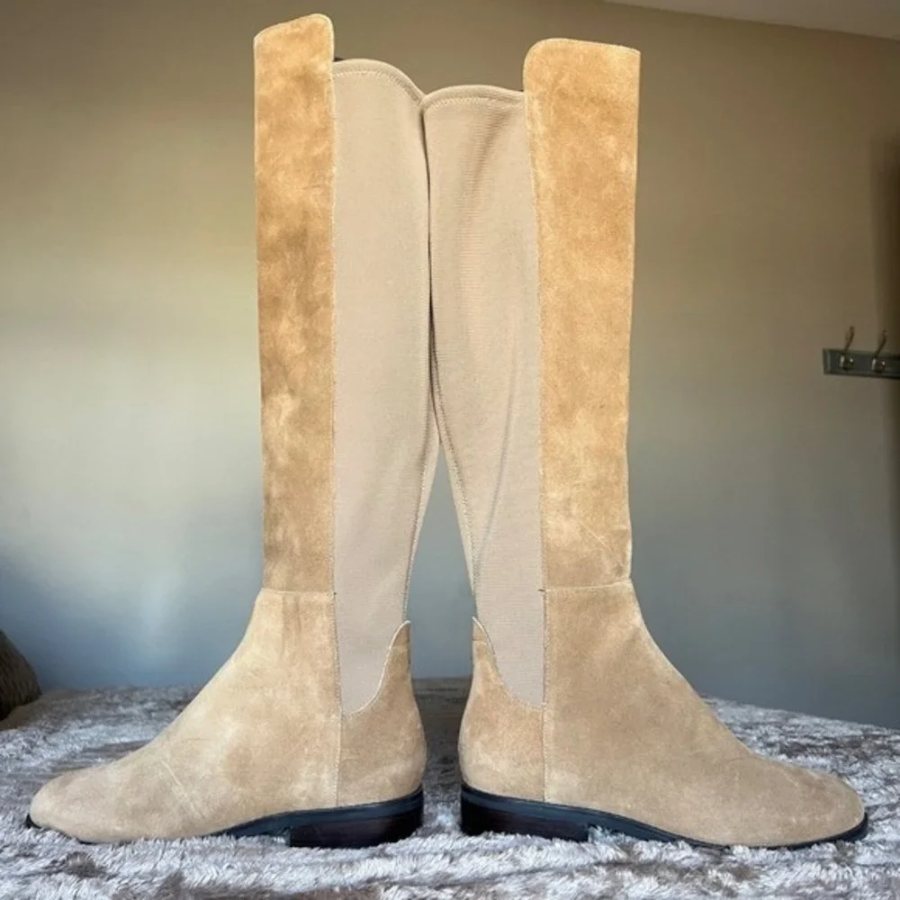 Cole Haan Isabelle Tan Suede Elastic Panel Over The Knee Riding Boots‎ Women 8.5